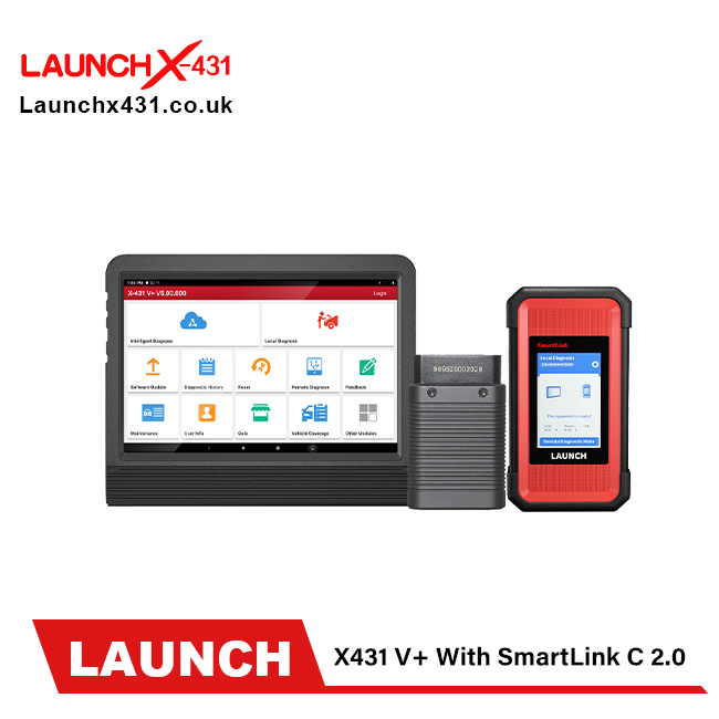 Launch X431 V+ (Global Version) with X-431 SmartLink C 2.0 Heavy-duty Truck Module Work for Both 12V & 24V Cars and Trucks